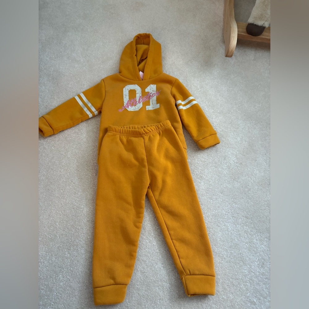 Kids Mustard Yellow Hooded Sweatshirt and Joggers Set